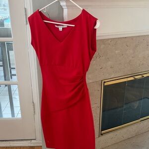 Diane Von Furstenberg Bold Red V-Neck Midi Dress